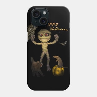Funny halloween design with mummy, owl and pumpkin Phone Case