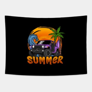 Purple Jeep Wrangler Summer Holiday Tapestry