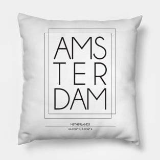 Amsterdam City Minimal Typography 2 Pillow