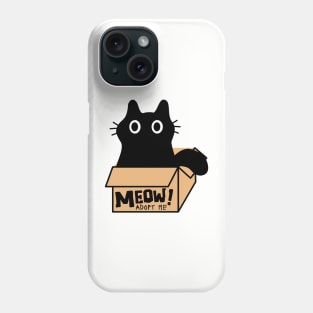 Adopt Me! Cute Black Cat in Box – Meow Phone Case