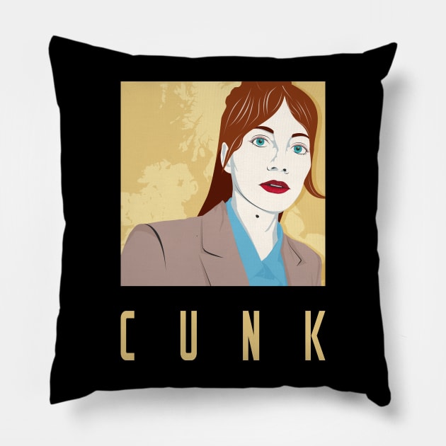 Cunk on a T-Shirt - pop art portrait of Philomena Cunk Pillow by PinnacleOfDecadence