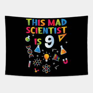 This Mad Scientist Is 9 - 9th Birthday - Science Birthday Tapestry