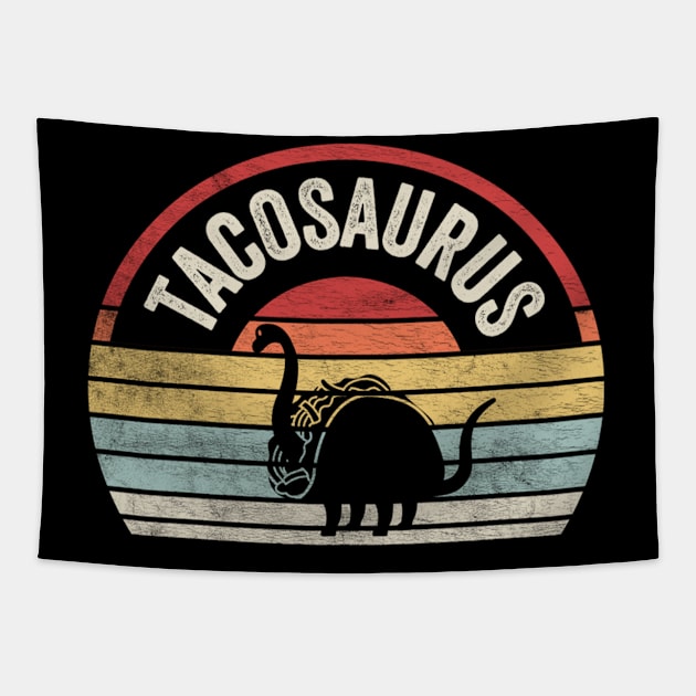 Retro Vintage Tacosaurus Funny Dinosaur Taco Lover Mexican Foodie Gift Tapestry by SomeRays