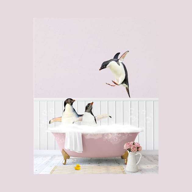 Penguins in a Vintage Bathtub by Sruthi