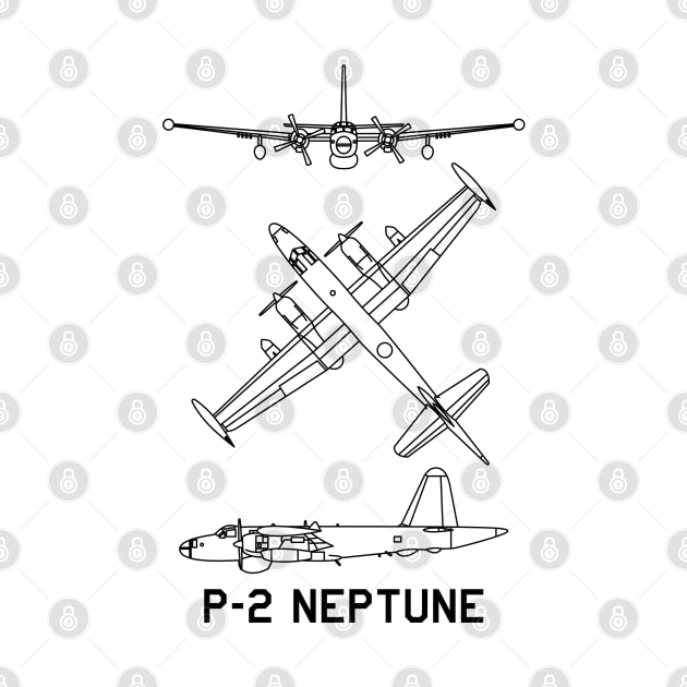 P-2 Neptune American Anti-submarine Warfare Aircraft Schematic Blueprints by Battlefields