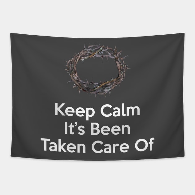 Keep Calm Jesus Crown of Thorns Christian Design Tapestry by BeLightDesigns