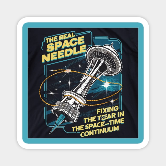 Space Needle to the rescue Magnet by Dizgraceland