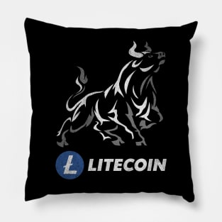 Vintage Bull Market Litecoin Lite Coin LTC To The Moon Crypto Token Cryptocurrency Wallet Birthday Gift For Men Women Kids Pillow