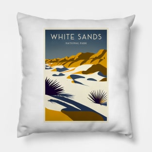 White Sands National Park Vintage Travel Poster Pillow