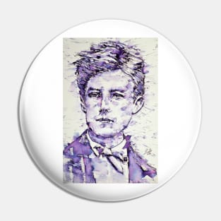 ARTHUR RIMBAUD watercolor and ink portrait Pin