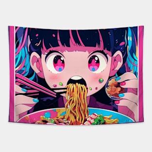 Cute Anime Girl |  Ramen Noodles | Hentaii Chibi Kawaii Design Tapestry