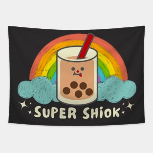 Super Shiok Bubble Tea Cute Colourful Rainbow Funny Singlish Star Tapestry