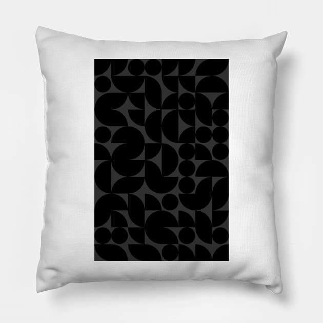 Black Colored Geometric Pattern - Shapes #7 Pillow by Trendy-Now