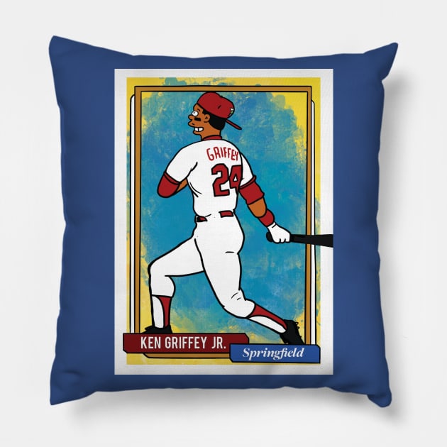 Ken Griffey Jr. Homer at the Bat Simpsons Parody Springfield Baseball Card Tee Pillow by cousscards