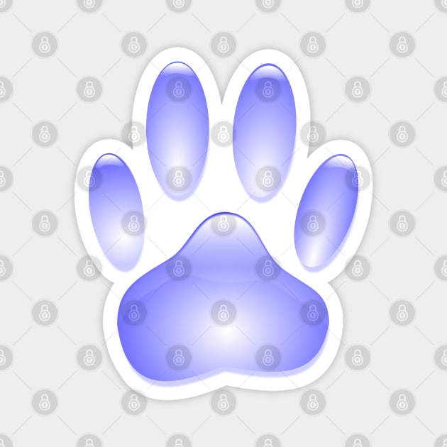 Blue Glass Dog Paw Print Magnet by Braznyc