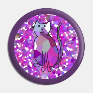Cat on Purple Circle Pin
