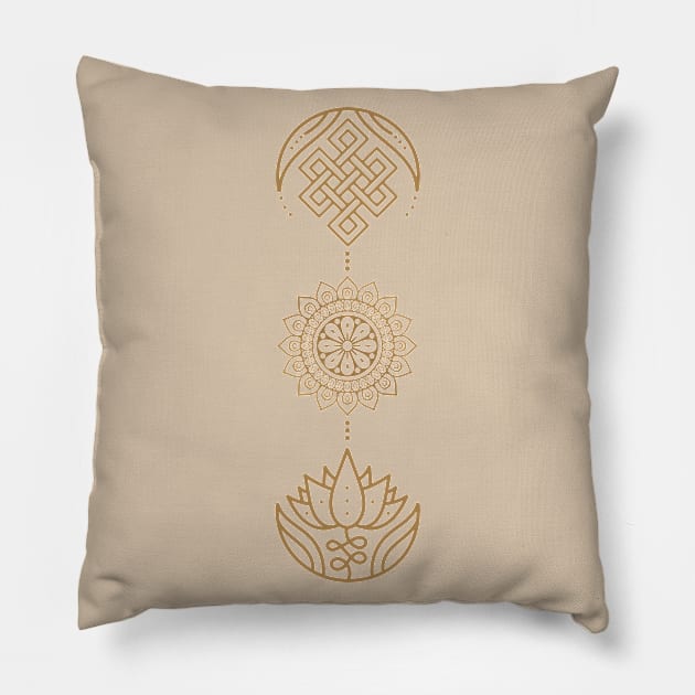 Spiritual Symbols Design - Mandala - Flower of Life - Unalome Pillow by HalfPastStarlight