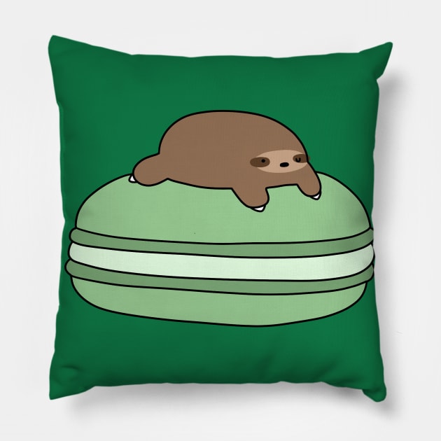 Little Sloth and Green Macaroon Pillow by saradaboru