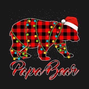 Papa Bear Pajama Red Buffalo Xmas Funny Family Christmas T-Shirt