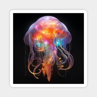 a jellyfish with colorful lights Magnet