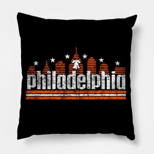 Vintage RETRO PHILLY SKYLINE ORANGE AND BLACK PHILADELPHIA FAN Pillow