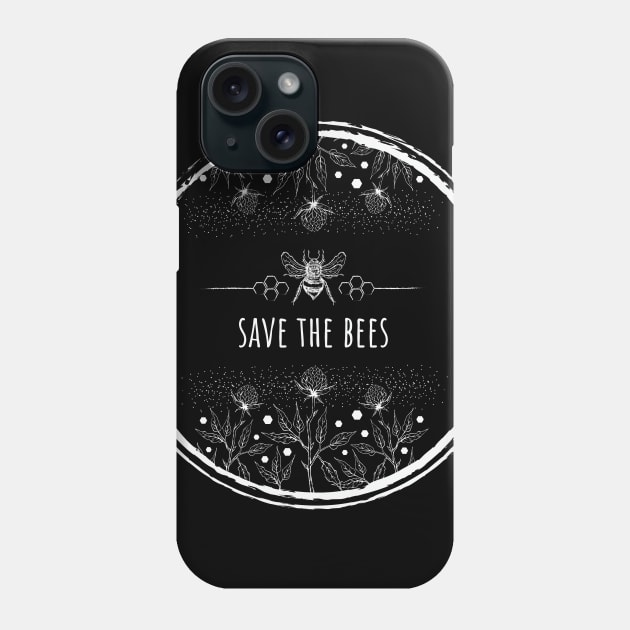 Clover flowers with save the bees Phone Case by annaazart