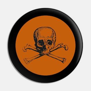 Skull and Crossbones Black and Orange Pin