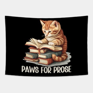 Funny Cat Reading a Book Gift for Cat Lovers and Book Readers Tapestry