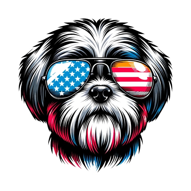 Shih Tzu Patriotic Sunglasses American Flag 4th of July by karishmamakeia