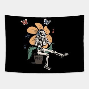 Music and Flower, Flowers and Music, Skeleton and Music Tapestry