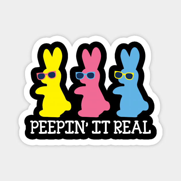 Peepin' It Real Colorful Easter Bunny Cool Gift Magnet by BUBLTEES