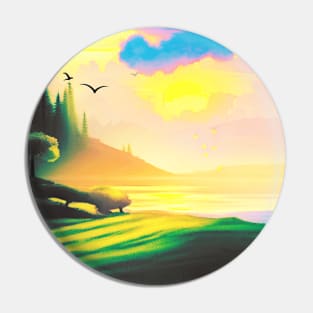 Mountain Lake Summer Sunrise Digital Art (MD23SMR011b) Pin