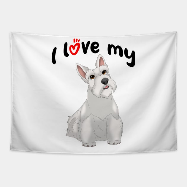 I Love My White Scottish Terrier Dog Tapestry by millersye