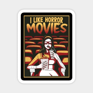 I Like Horror Movies Retro Movie Theater Graphic Magnet