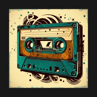 Vintage old audio cassette tape in vibrant color. T-Shirt