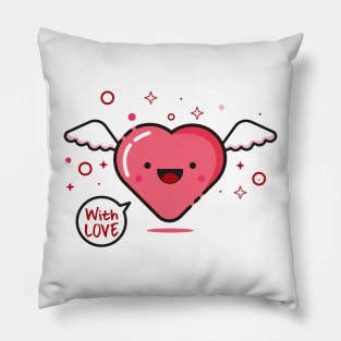 Cute Heart Character  , Happy valentines Pillow