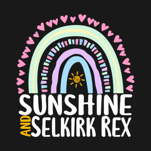 Sunshine and Selkirk Rex Cute Rainbow Gift for Womens Kids Girls T-Shirt