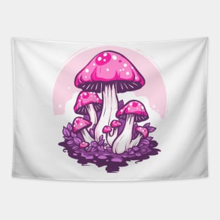 Pink Amanita Mushroom Tapestry