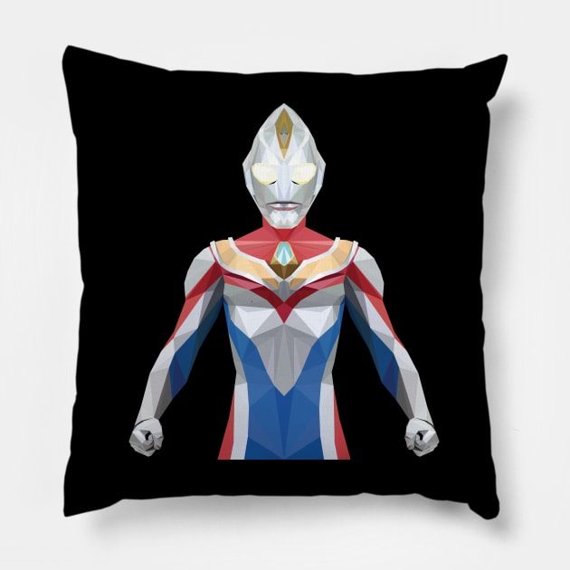 Ultraman Dyna (Low Poly Style) Pillow by The Toku Verse