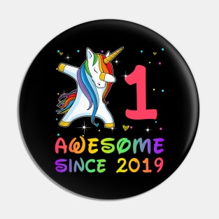 Awesome Since 2019 Birthday Unicorn Dabbing Gift 1 Year Old Pin
