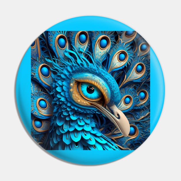 Realistic Image Peacock Bird Head Pin by HANART