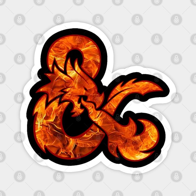 Fire Logo Funny Dungeons And Dragons DND D20 Lover Magnet by Bingeprints