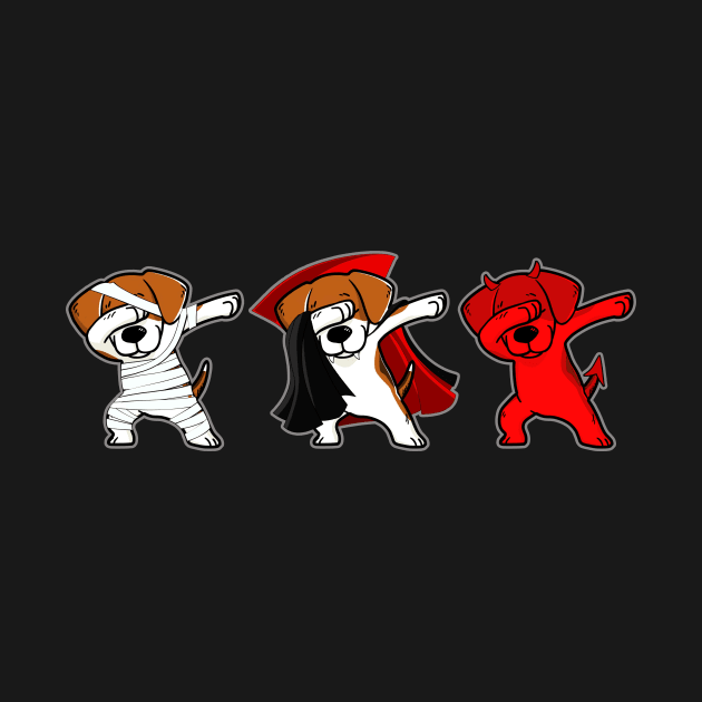 Beagle Dabing Horror Halloween T-shirt by kimmygoderteart