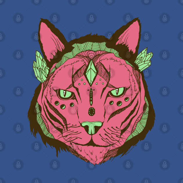 Discover Pink Mint Mystical Tribal Cat - Cat - T-Shirt