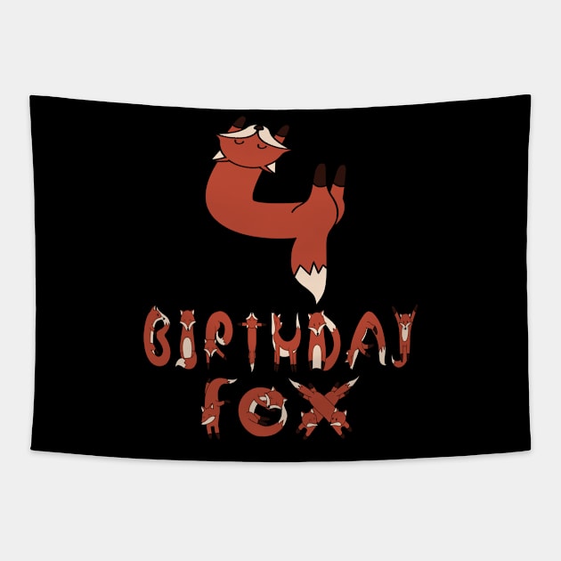 4th Birthday Fox Lover 4 Years Old Boys And Girls Party design Tapestry by Grabitees