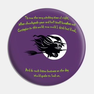 Tis Now The Witching Time Of Night Shakespearean Quote Pin