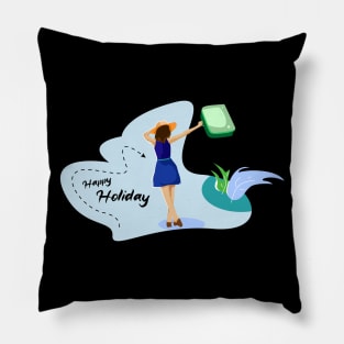 happy holiday flat design Pillow