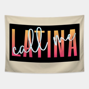 Call Me Latina '80s Retro Metallic Gradient Signature Font Design Black Background - see my store for the other versions! Tapestry