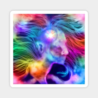 Psychedelic Rainbow Woman Silhouette Magnet