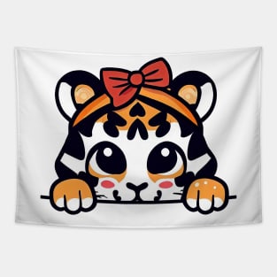 Sneaky japanese tiger so cute Tapestry